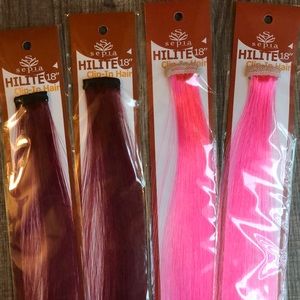 Clip in hair extensions pink and purple 18inch